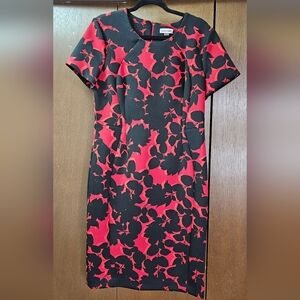 Calvin Klien red and black floral dress